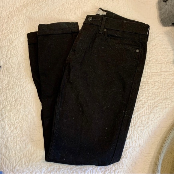 men’s top man black denim jeans with cuff ankle